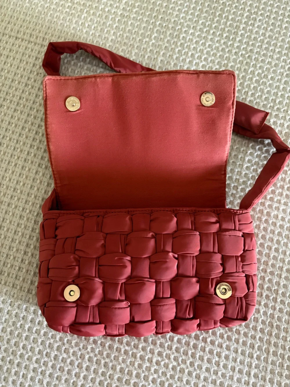 Anthropologie Red Woven Crossbody Bag